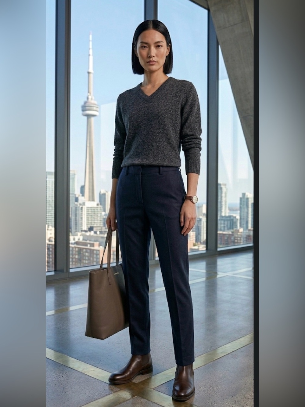 Club Monaco Wool Blend V Neck Sweater Dark Grey size Small, Academia Preppy Chic
